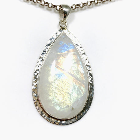 Moonstone Teardrop Pendant with Hammered Detailing KPGJ4251 - Nature's Magick