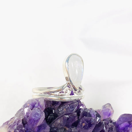 Moonstone Teardrop Ring with Filagree R3977 - Nature's Magick