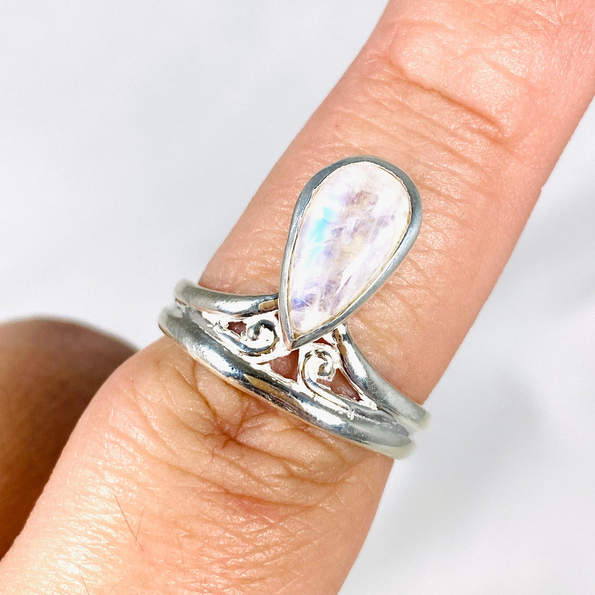 Moonstone Teardrop Ring with Filagree R3977 - Nature's Magick