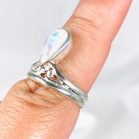 Moonstone Teardrop Ring with Filagree R3977 - Nature's Magick