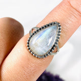 Moonstone Teardrop Ring with Silver Detailing s.9 KRGJ3019 - Nature's Magick