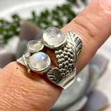 Moonstone triple stone detailed banded ring s.10 SSGJ54 - Nature's Magick