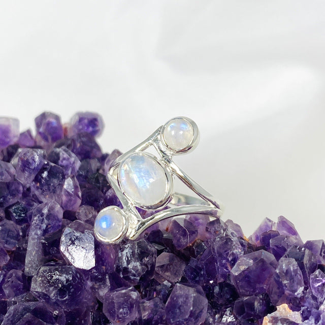 Moonstone Triple Stone Ring R3976 - Nature's Magick