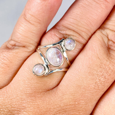 Moonstone Triple Stone Ring R3976 - Nature's Magick