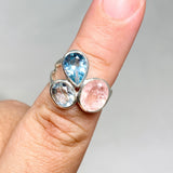 Morganite and Blue Topaz Faceted Multi-stone Ring Size 7 PRGJ449 - Nature's Magick