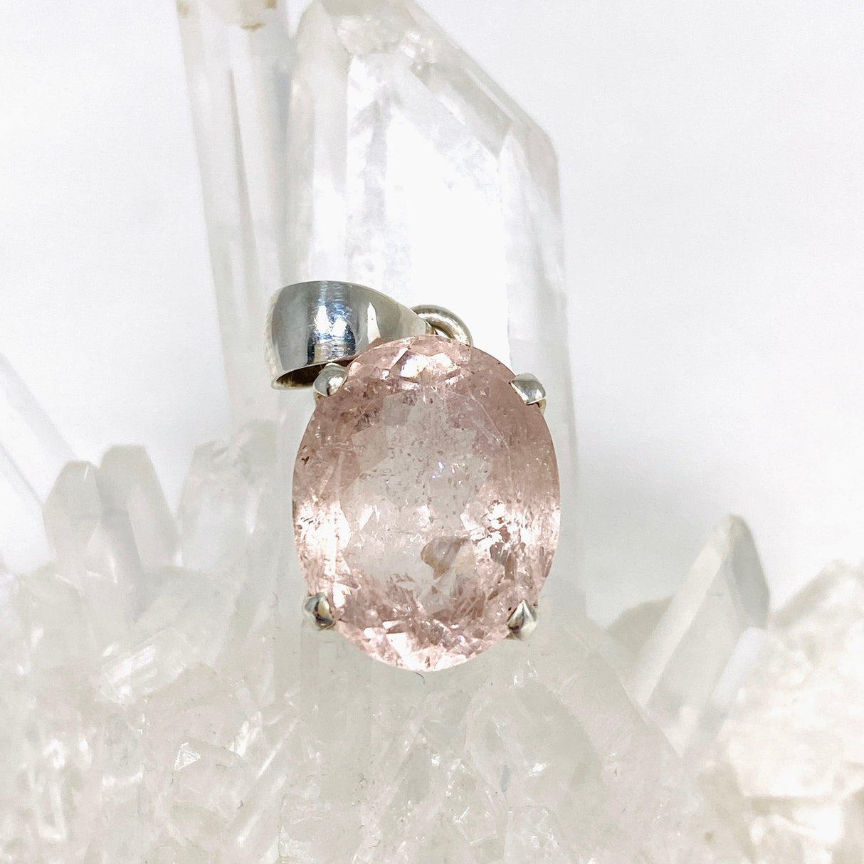 Morganite Faceted Oval Pendant PPGJ687 - Nature's Magick