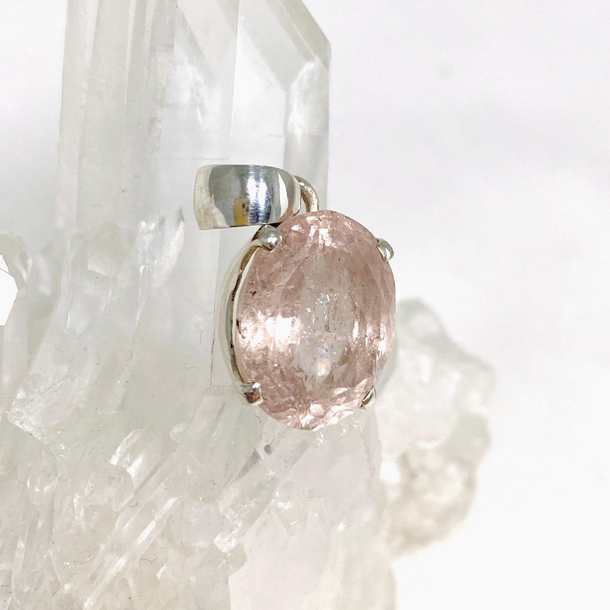 Morganite Faceted Oval Pendant PPGJ687 - Nature's Magick