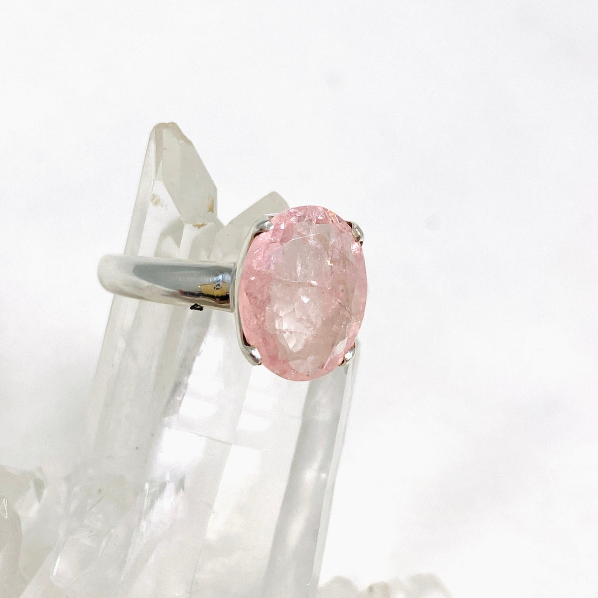 Morganite Faceted Oval Ring Size 10 PRGJ438 - Nature's Magick