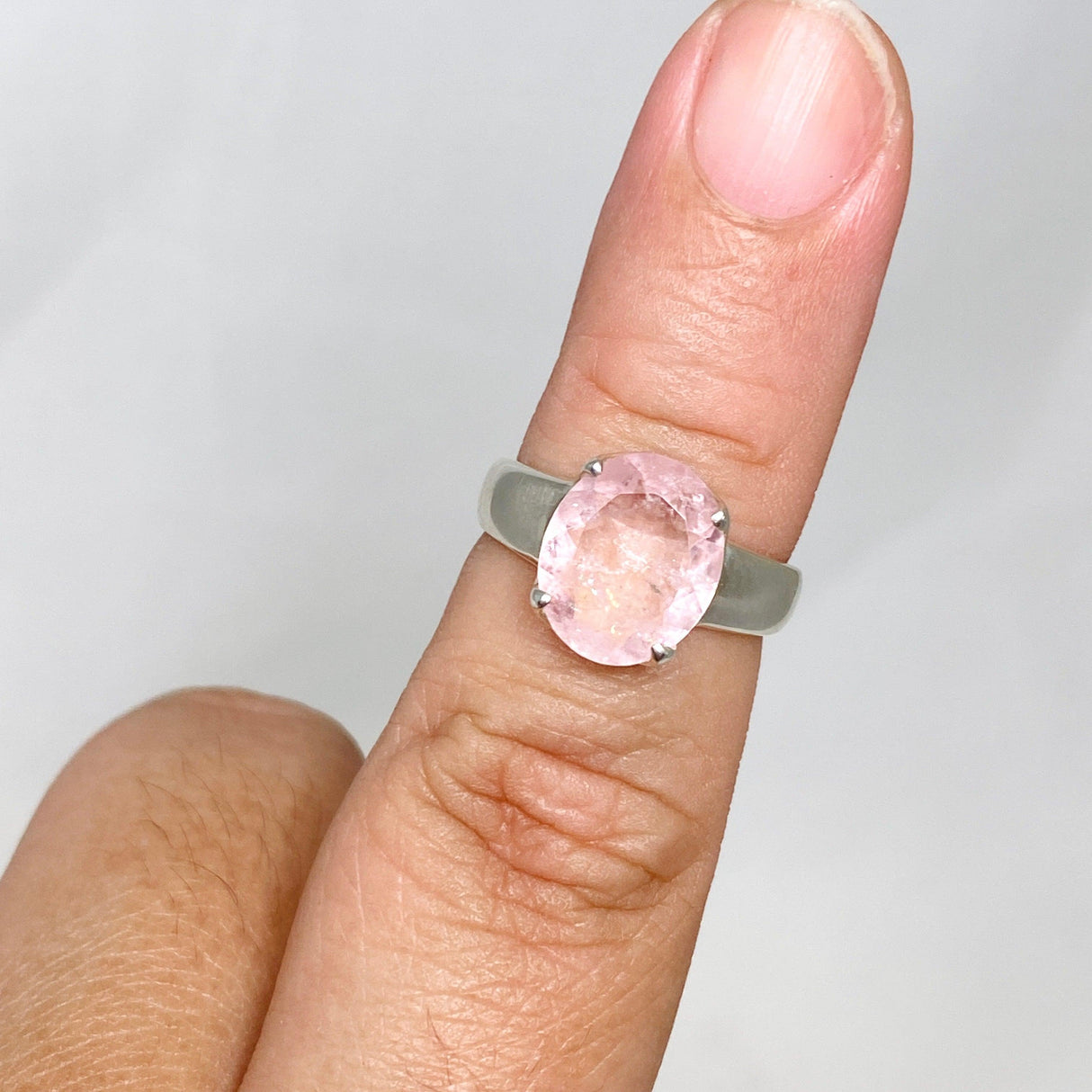 Morganite Faceted Oval Ring Size 7 PRGJ442 - Nature's Magick