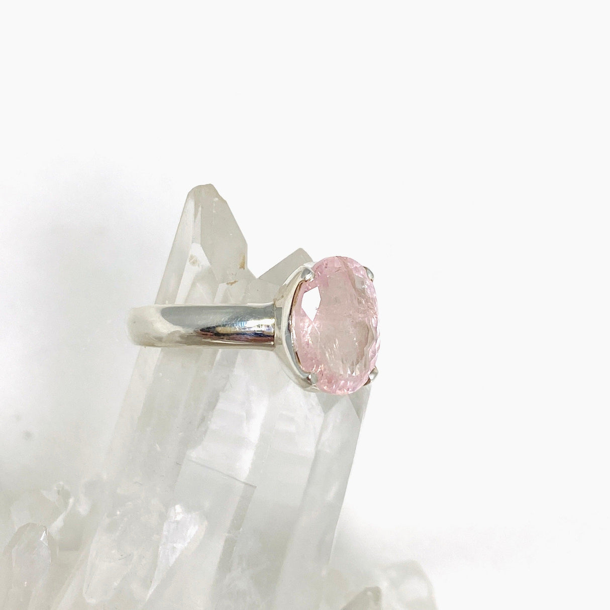 Morganite Faceted Oval Ring Size 9.5 PRGJ439 - Nature's Magick