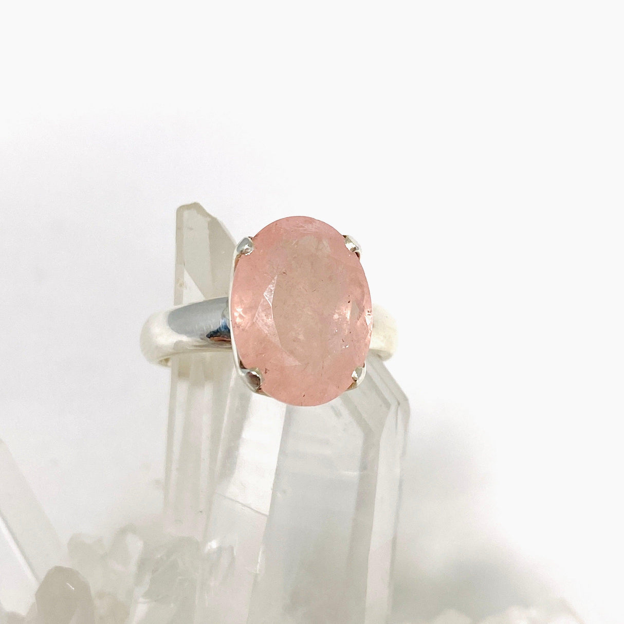 Morganite Faceted Oval Ring Size 9 PRGJ440 - Nature's Magick