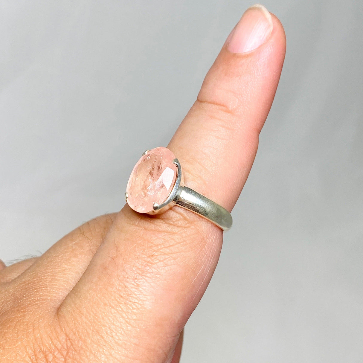 Morganite Faceted Oval Ring Size 9 PRGJ440 - Nature's Magick