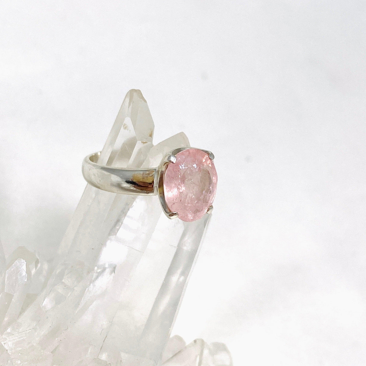 Morganite Faceted Oval Ring Size 9 PRGJ441 - Nature's Magick