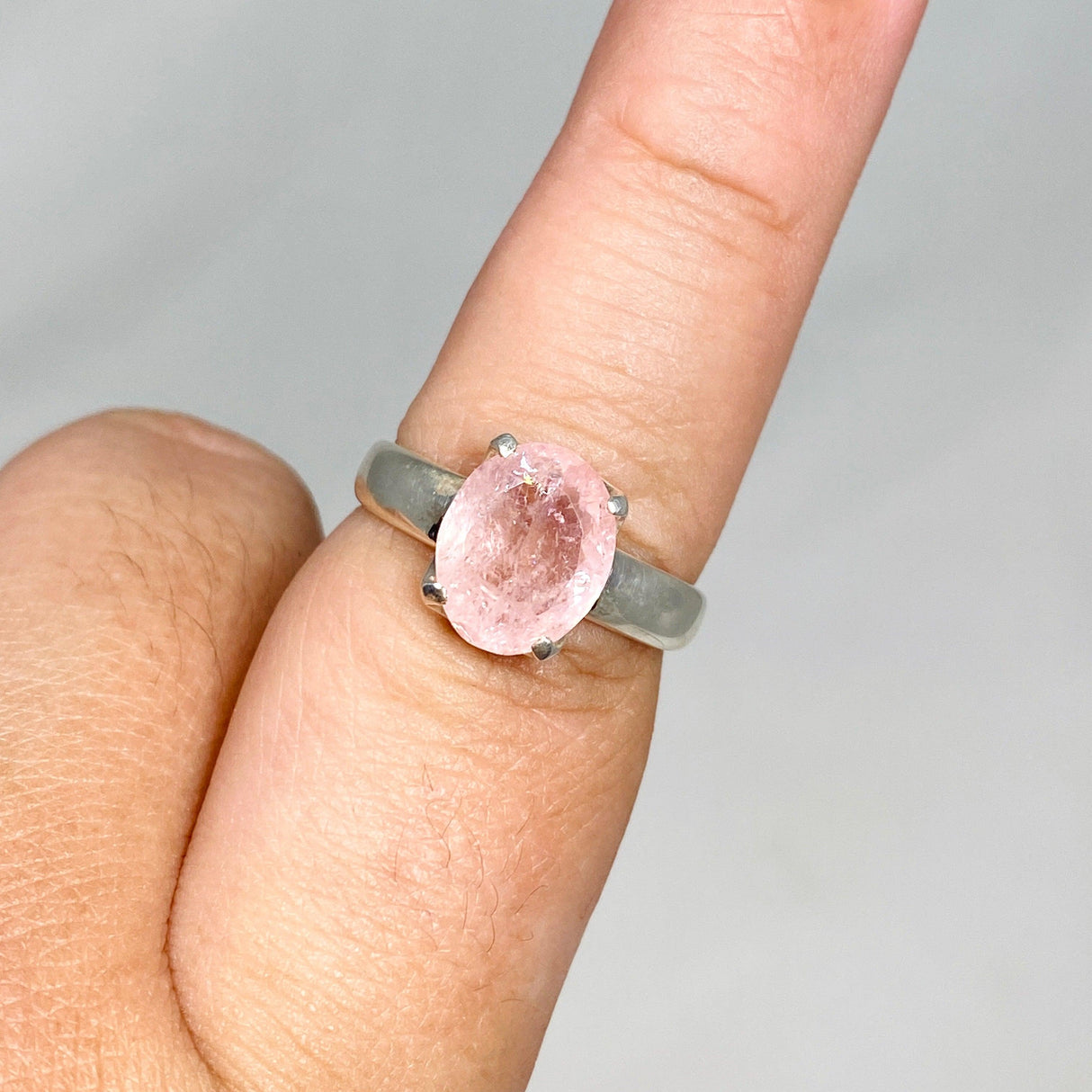 Morganite Faceted Oval Ring Size 9 PRGJ441 - Nature's Magick