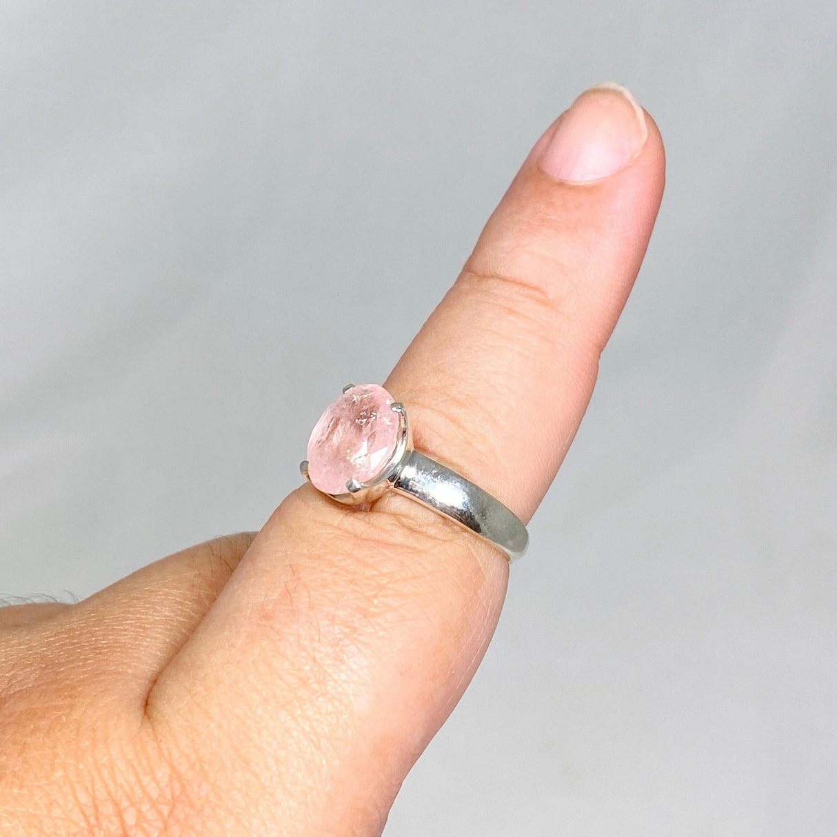 Morganite Faceted Oval Ring Size 9 PRGJ441 - Nature's Magick
