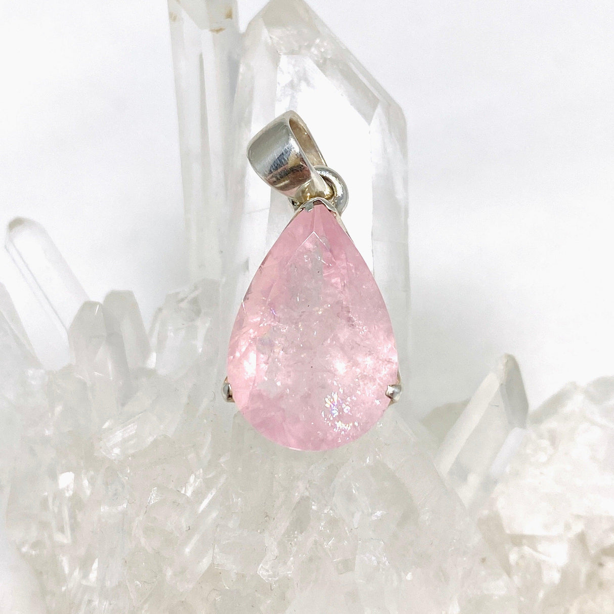 Morganite Faceted Teardrop Pendant PPGJ680 - Nature's Magick