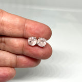 Morganite  Round Faceted Gemstone 4-claw Set Stud Earring PSE012