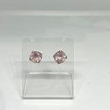 Morganite  Round Faceted Gemstone 4-claw Set Stud Earring PSE012