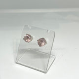 Morganite  Round Faceted Gemstone 4-claw Set Stud Earring PSE012