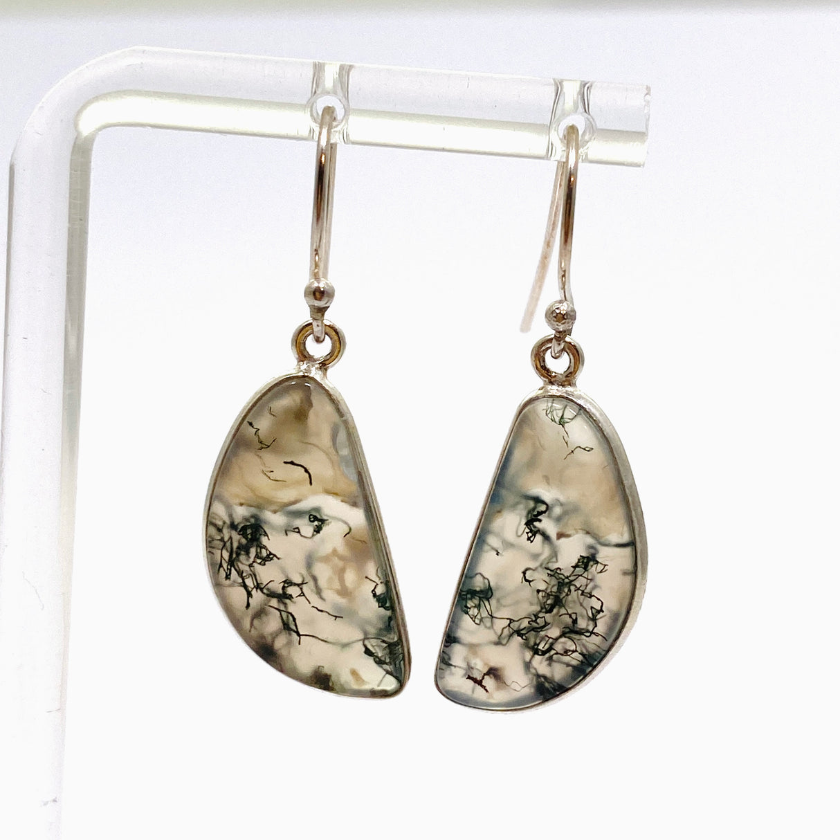 Moss Agate Freeform Cabochon Earrings KEGJ1544