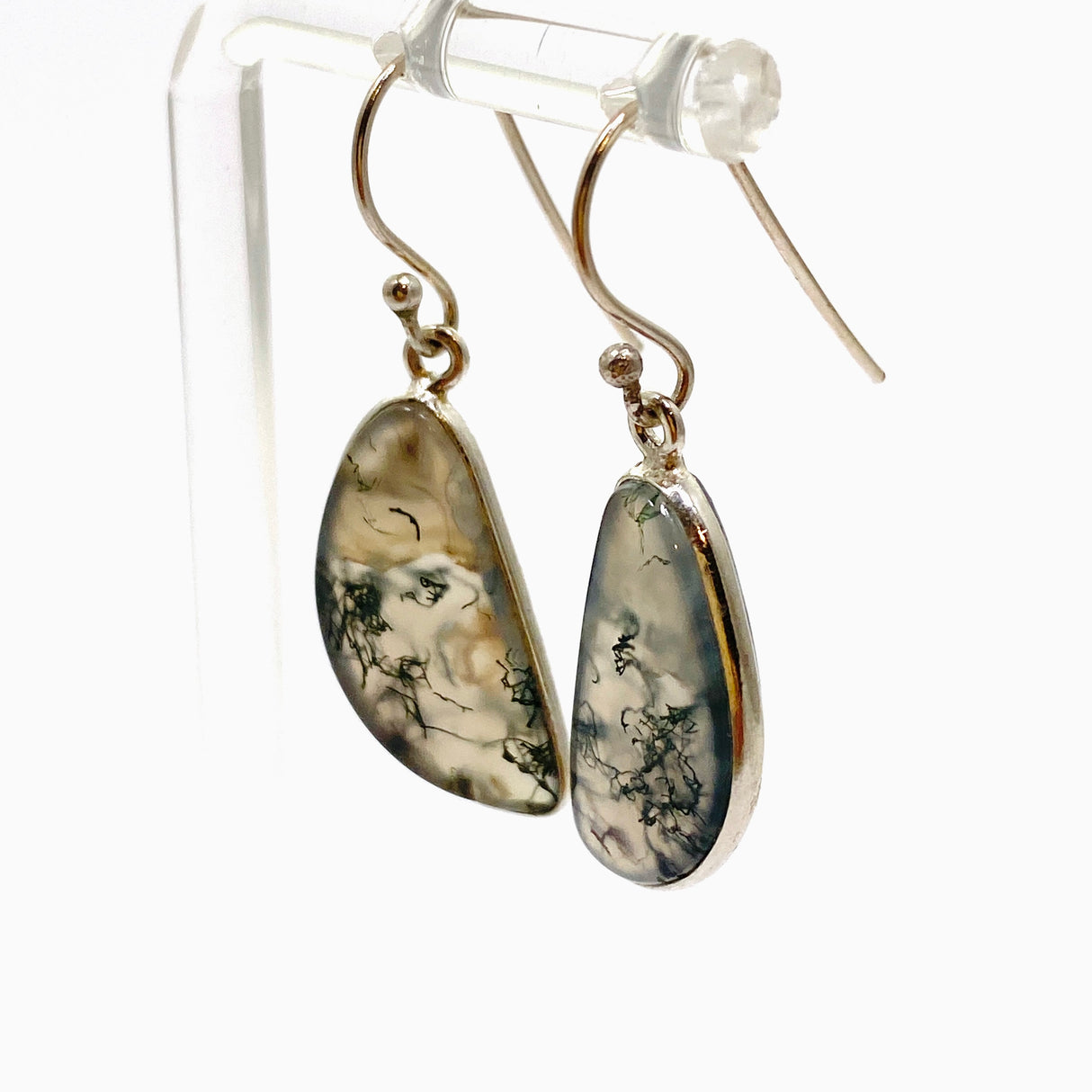 Moss Agate Freeform Cabochon Earrings KEGJ1544