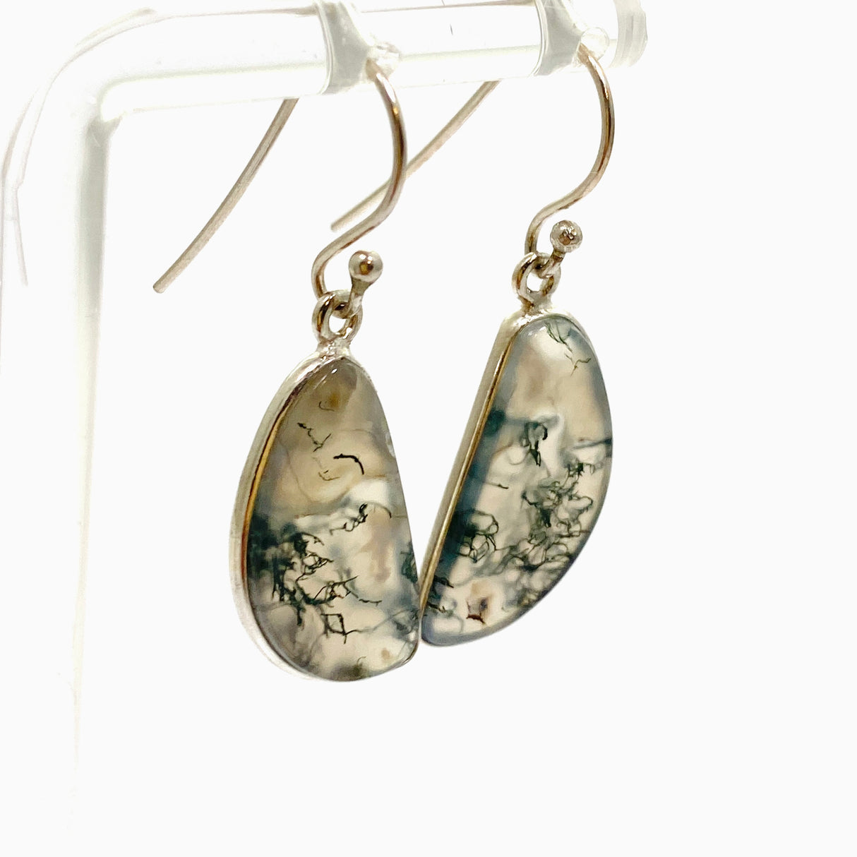 Moss Agate Freeform Cabochon Earrings KEGJ1544