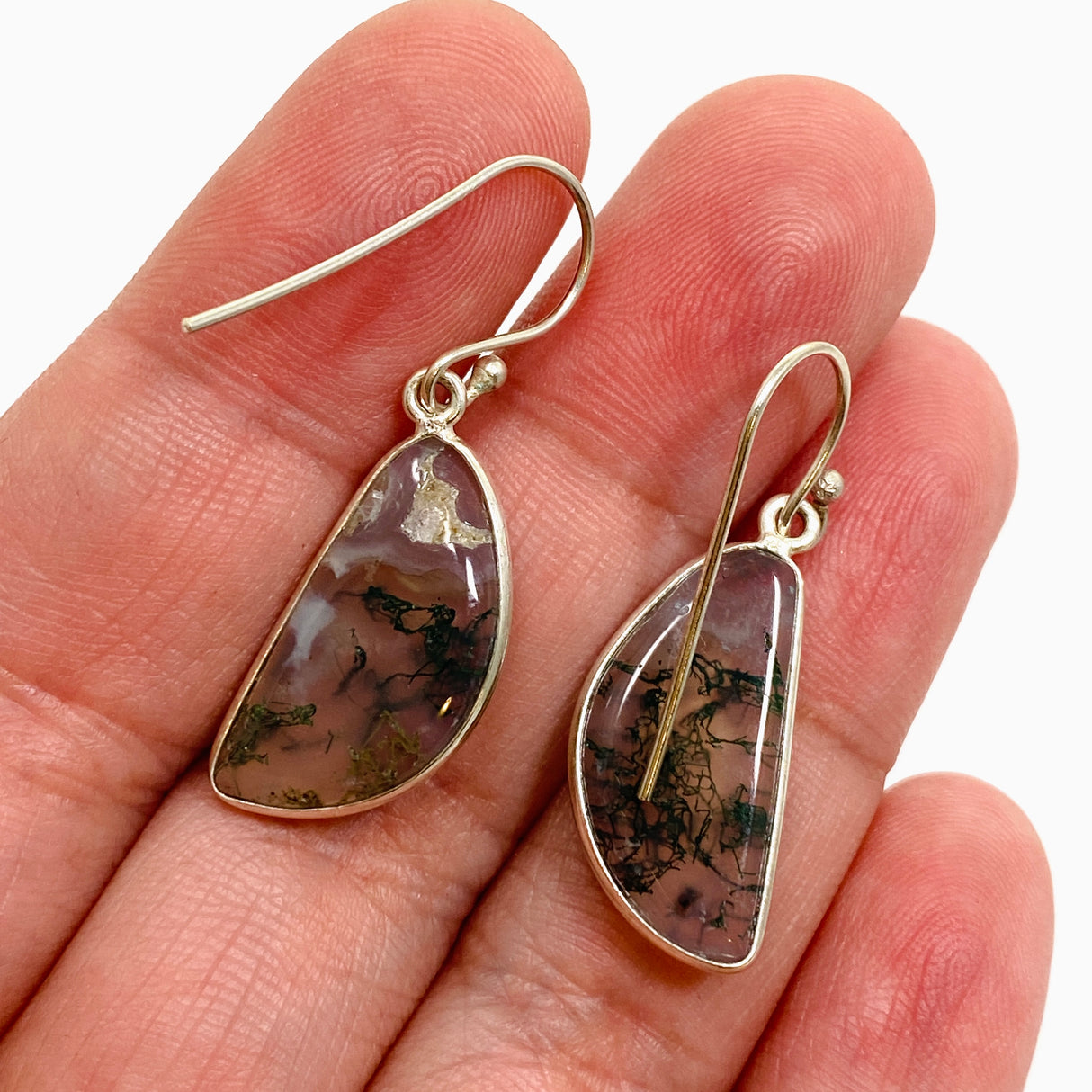 Moss Agate Freeform Cabochon Earrings KEGJ1544