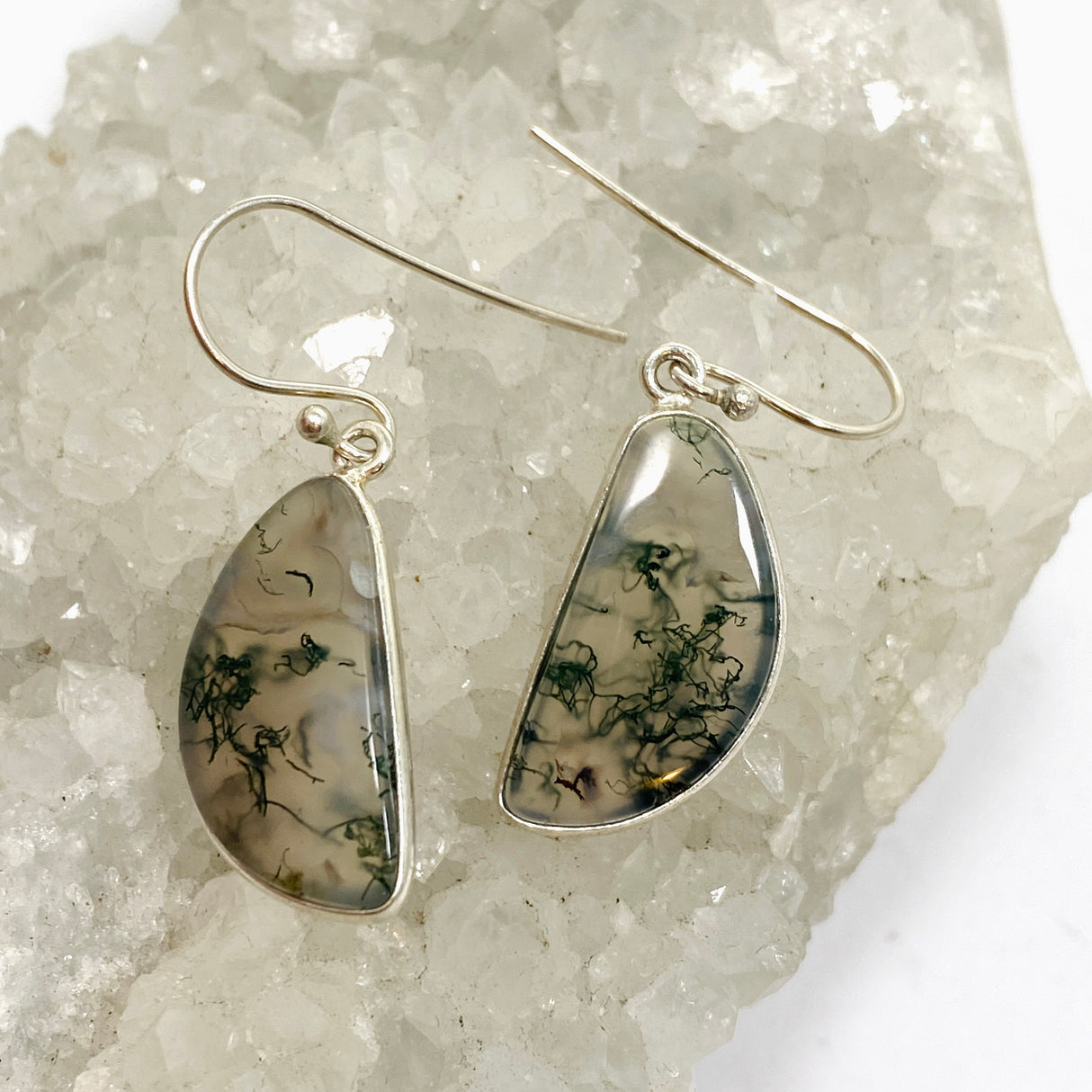 Moss Agate Freeform Cabochon Earrings KEGJ1544