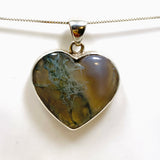Moss Agate Heart Cabochon Pendant in a Hammered Setting KPGJ4703