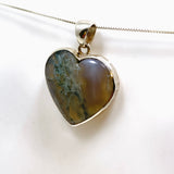 Moss Agate Heart Cabochon Pendant in a Hammered Setting KPGJ4703