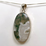Moss Agate Oval Cabochon Pendant in a Hammered Setting KPGJ4708