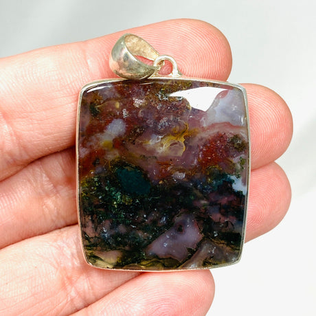 Moss Agate Rectangular Pendant KPGJ3629 - Nature's Magick