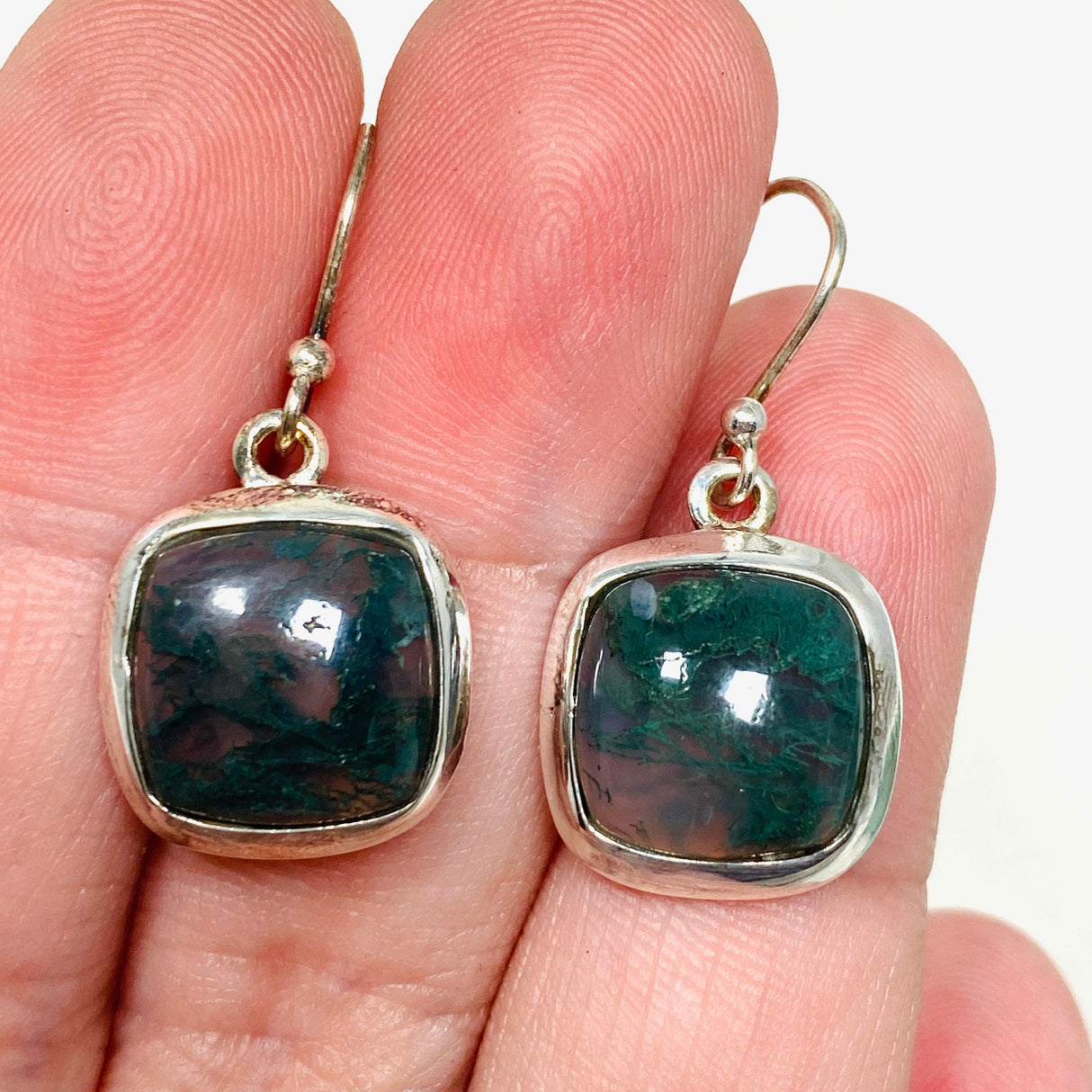 Moss Agate Square Earrings KEGJ1310 - Nature's Magick