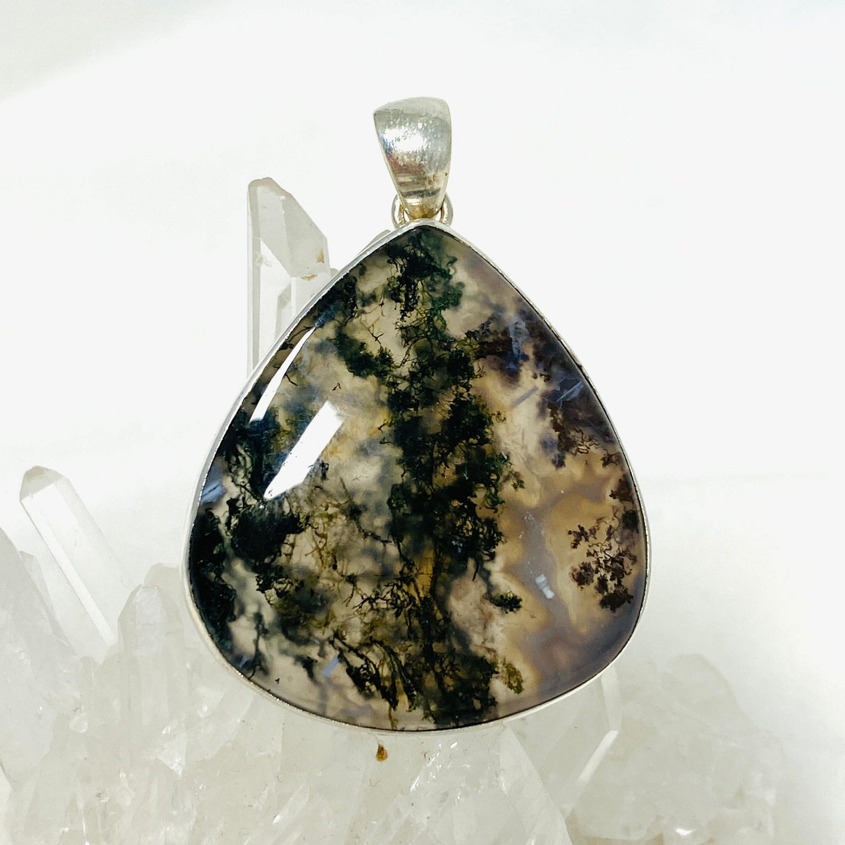 Moss Agate Teardrop Pendant KPGJ3623 - Nature's Magick