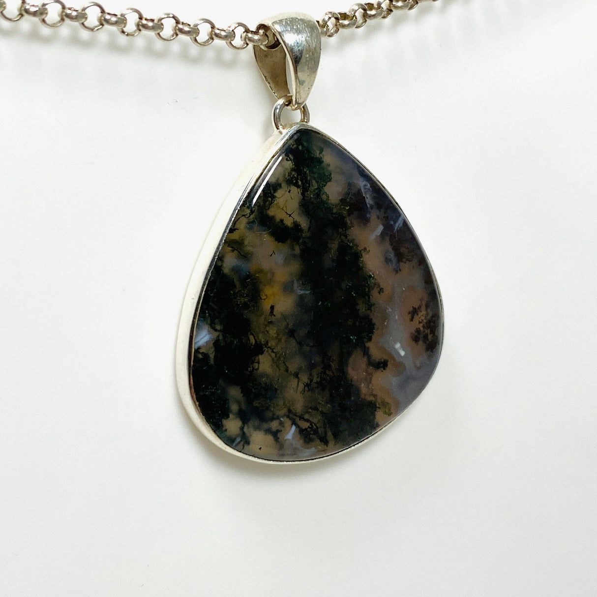 Moss Agate Teardrop Pendant KPGJ3623 - Nature's Magick