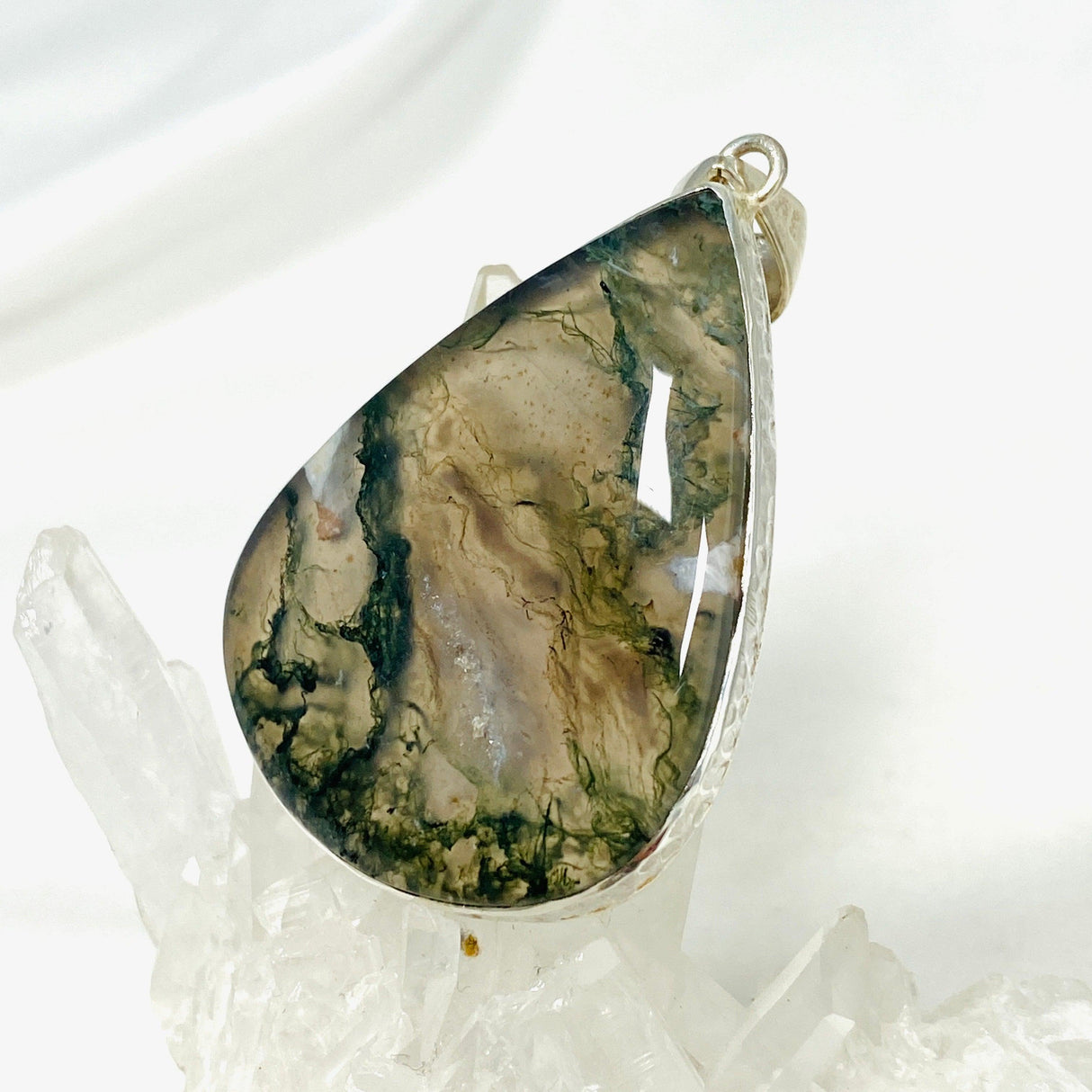 Moss Agate Teardrop Pendant KPGJ3624 - Nature's Magick