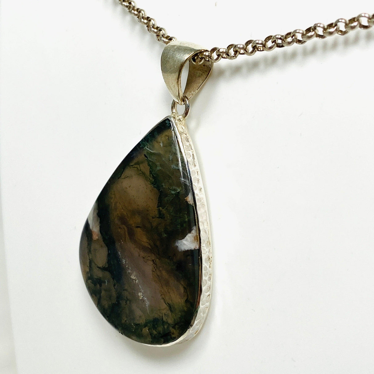 Moss Agate Teardrop Pendant KPGJ3624 - Nature's Magick