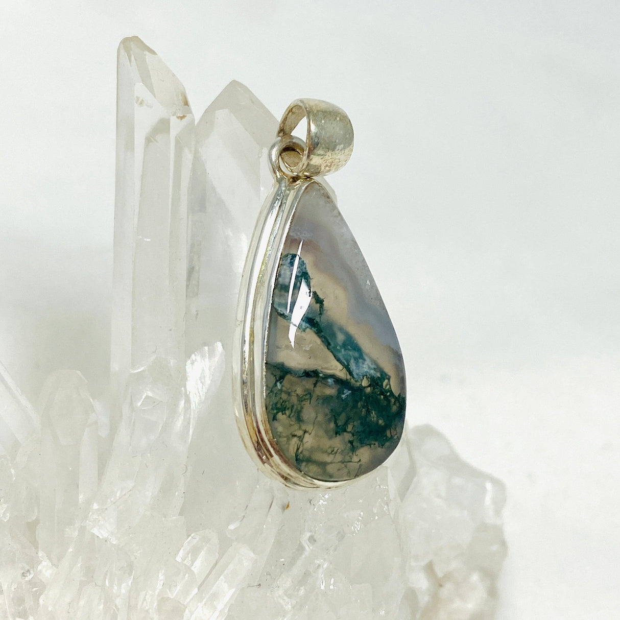 Moss Agate Teardrop Pendant KPGJ3625 - Nature's Magick