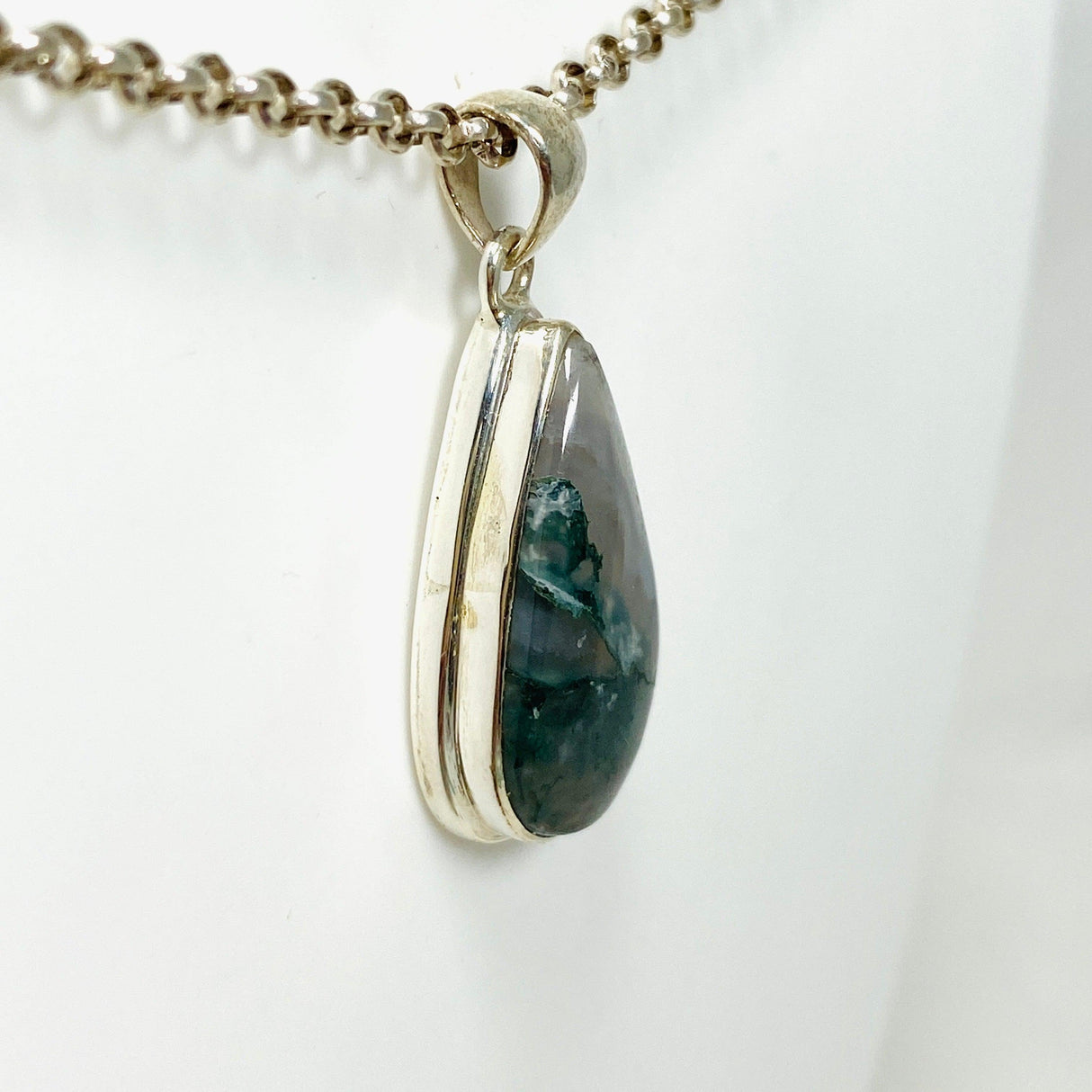 Moss Agate Teardrop Pendant KPGJ3625 - Nature's Magick