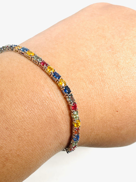 Multi-coloured Sapphire Lariat Bracelet SSGJ-83 - Nature's Magick