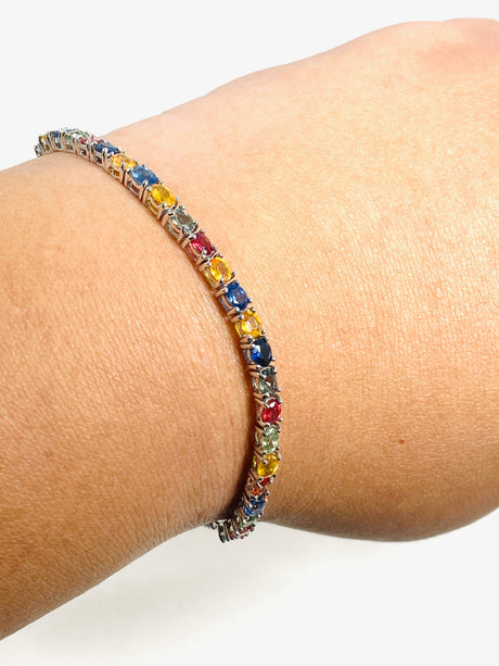 Multi-coloured Sapphire Lariat Bracelet SSGJ-83 - Nature's Magick