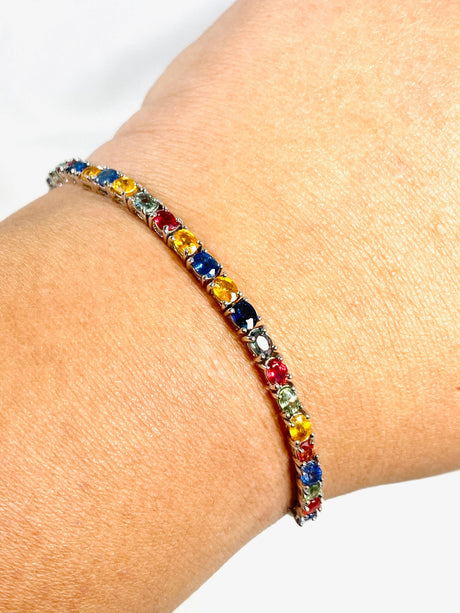 Multi-coloured Sapphire Lariat Bracelet SSGJ-83 - Nature's Magick