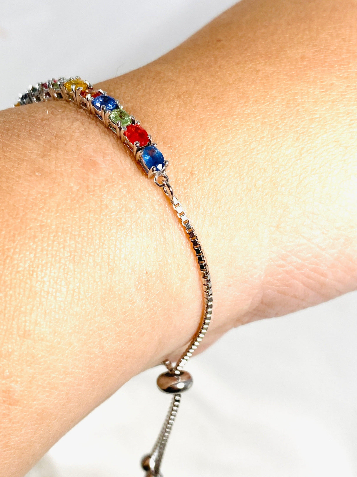 Multi-coloured Sapphire Lariat Bracelet SSGJ-83 - Nature's Magick