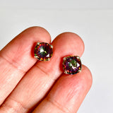 Mystic Glass Round Faceted 4 Claw Set Earrings PSE042