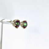 Mystic Glass Round Faceted 4 Claw Set Earrings PSE042