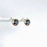 Mystic Glass Round Faceted Bezel Set Earrings PSE041