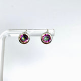 Mystic Glass Round Faceted Bezel Set Earrings PSE041