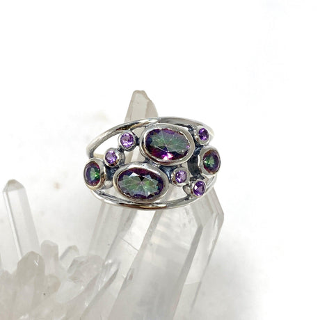 Mystic Topaz Faceted Multistone Gemstone Ring in a Decorative Setting R3787 - Nature's Magick