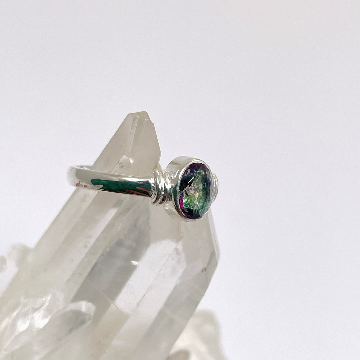 Mystic Topaz Oval Faceted Stone in a Decorative Setting R4831
