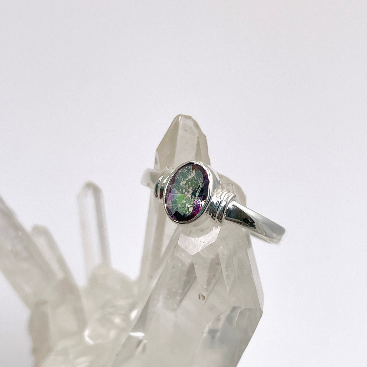 Mystic Topaz Oval Faceted Stone in a Decorative Setting R4831